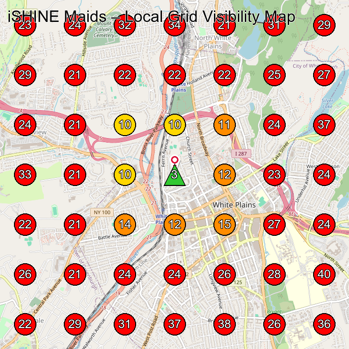 iSHINE Maids GeoGrid visibility map for House Cleaning Service in None